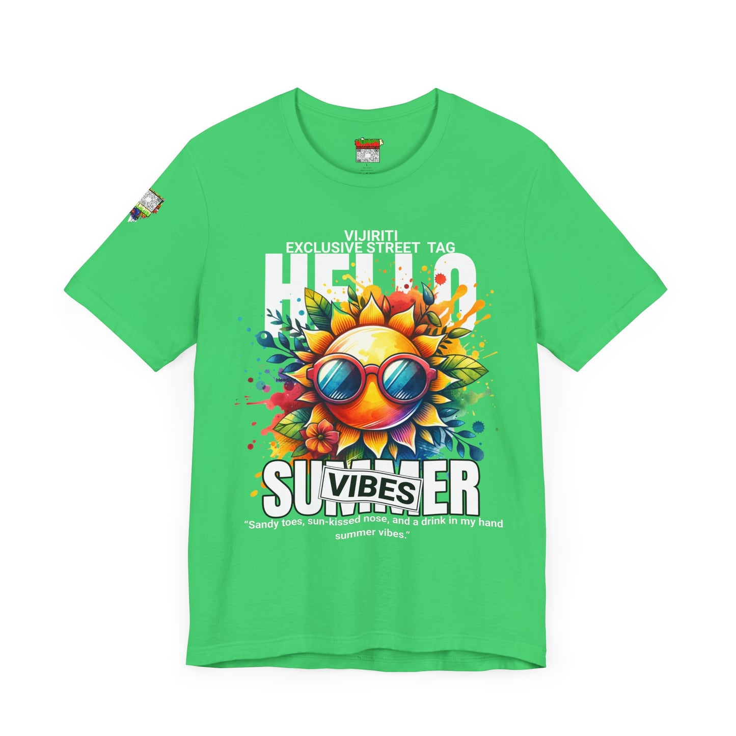 Vibrant Hello Summer Vibes Tee, Colorful Graphic Shirt, Unisex Summer Top, Beachwear, Festival Apparel, Gift for Sun Lovers