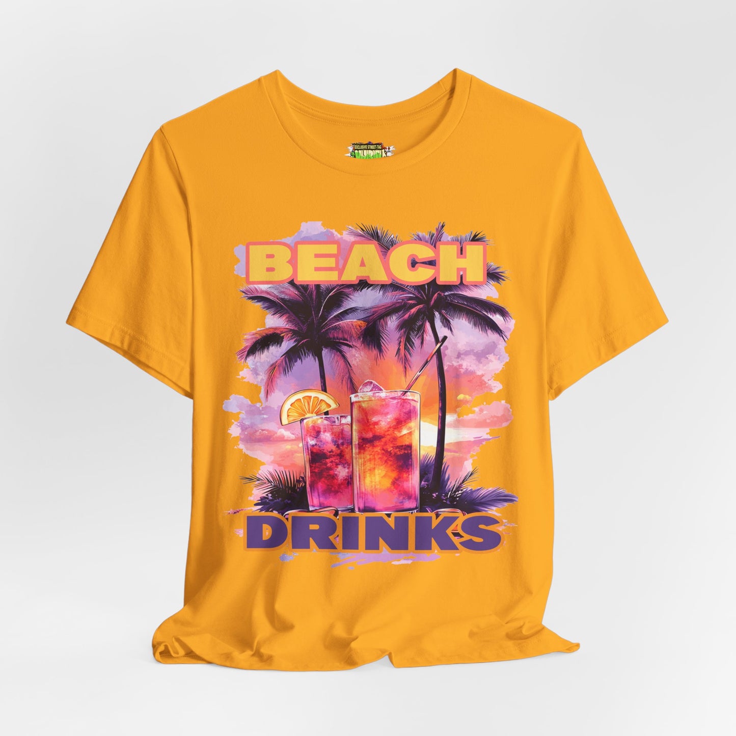 Beach Drinks Unisex Jersey Tee, Summer Shirt, Vacation T-Shirt, Tropical Paradise Top, Casual Beachwear