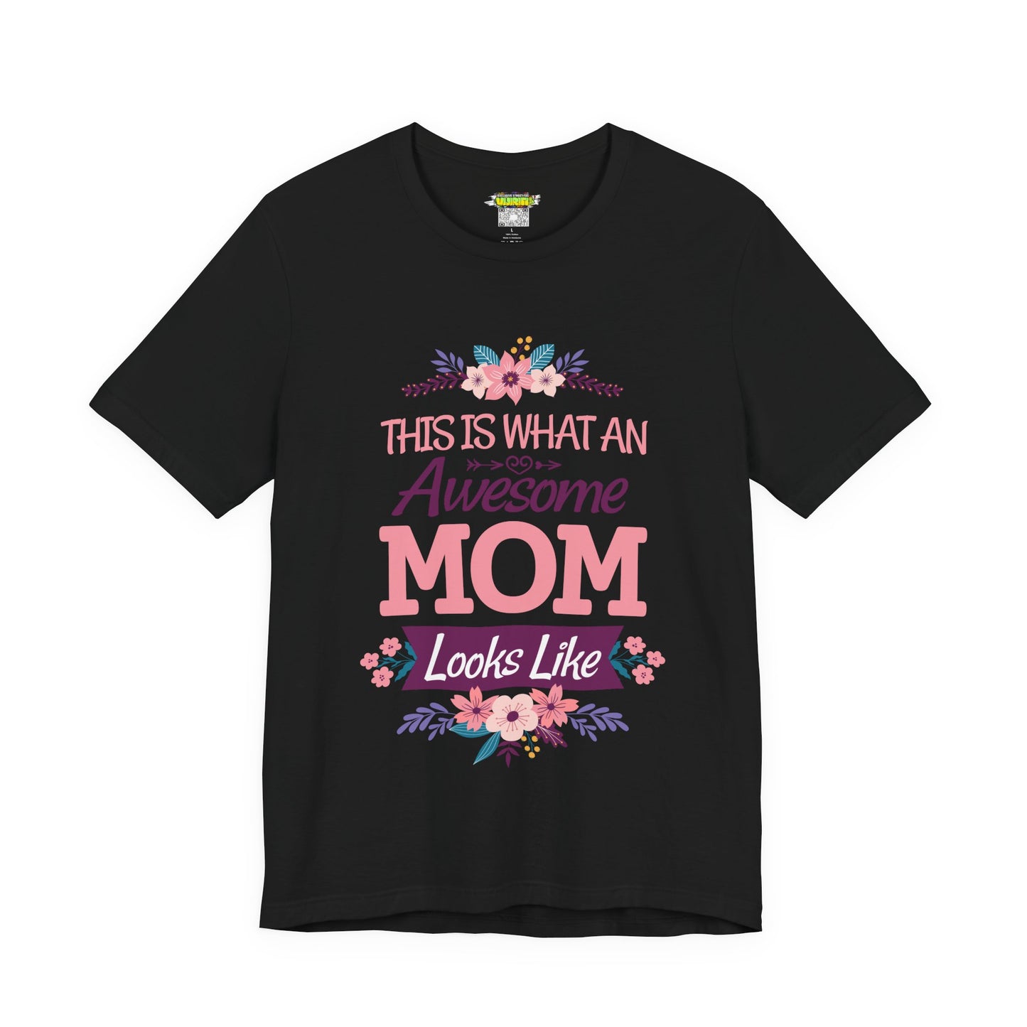 Awesome Mom  Short Sleeve Tee, Gift for Moms, Mother's Day Shirt, Family Theme Tee, Floral Design Top, Casual Style Tee